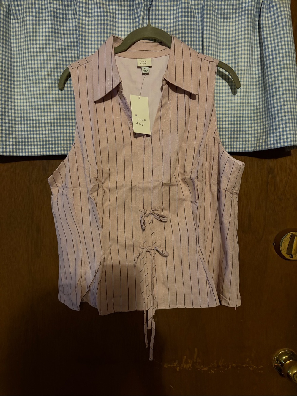 A New Day Pink Striped Sleeveless Tie-Front Camisole
